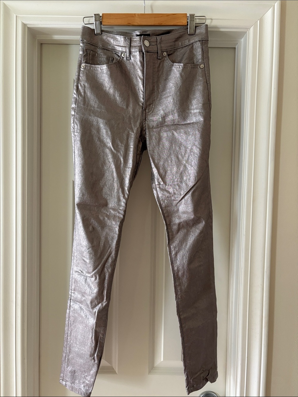 Express Metallic Gray/Silver Skinny Jeans